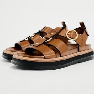 Zara leather sandals with buckle